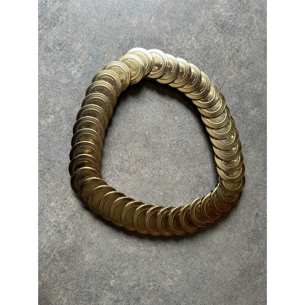 Vintage Elizabeth‎ Regina Women's Stretch One Size Gold Coin Belt Fashion Estate